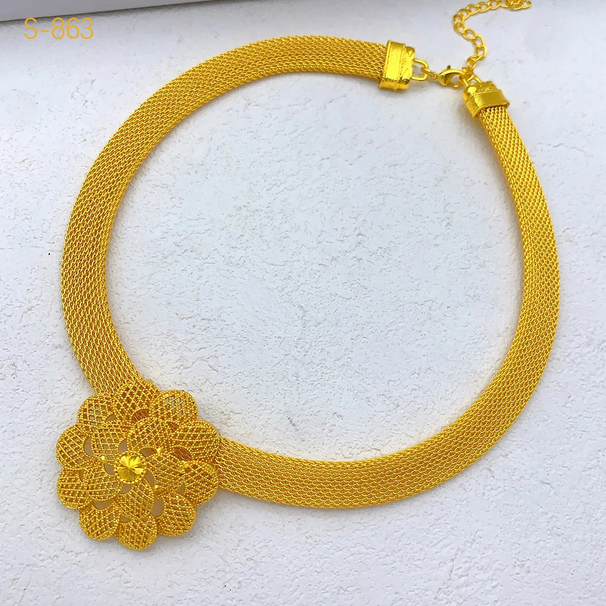 24K Gold Flower Bridal Jewelry Set