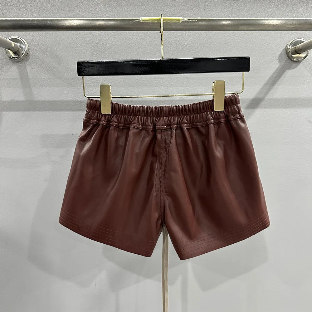 Women's PU Leather Black Shorts
