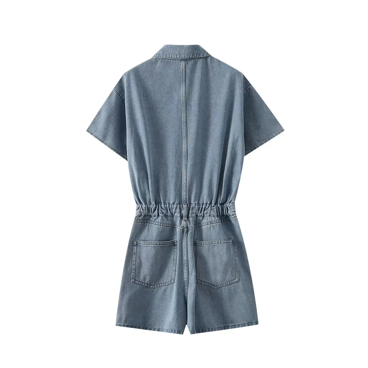 DenimPulse™ – Waist Slim Short Denim Jumpsuit (Playful, Sculpted & Trendy)