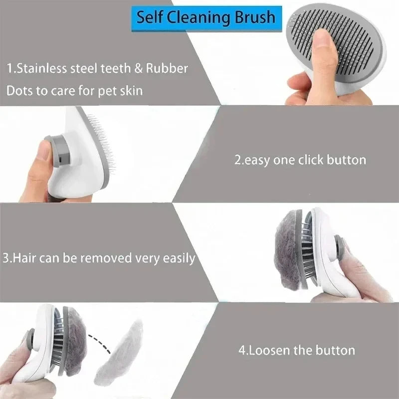 Self-Cleaning Pet Hair Remover Brush for Dogs & Cats
