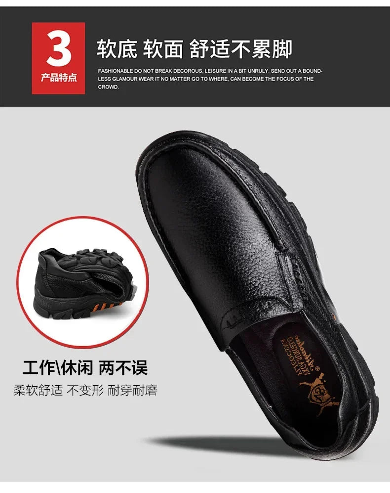 Men Handmade Thick Sole Leather Loafers