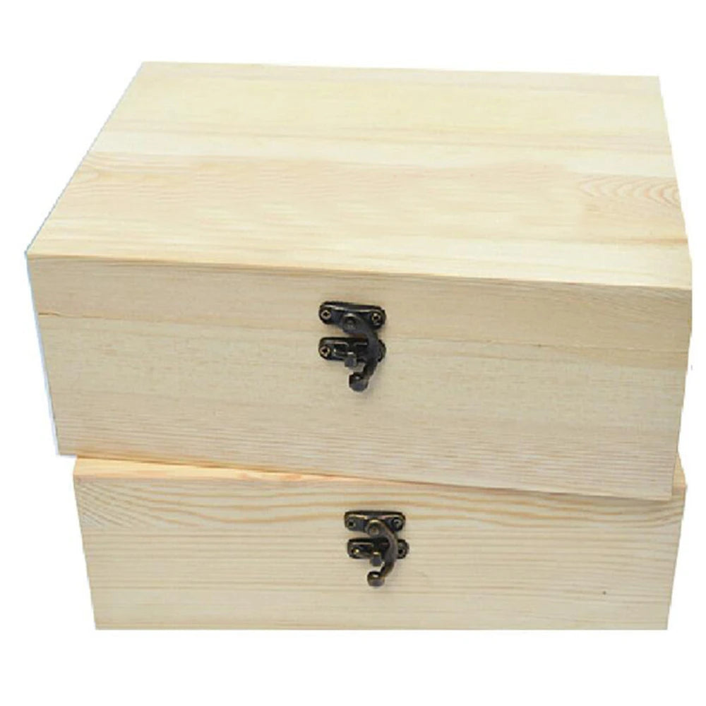 Wooden Storage Box with Lid & Lock