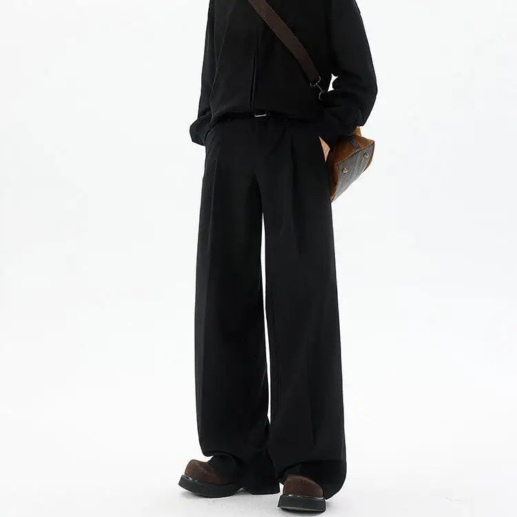 Men's Plus Size Vintage Pleated Trousers – Wide Leg