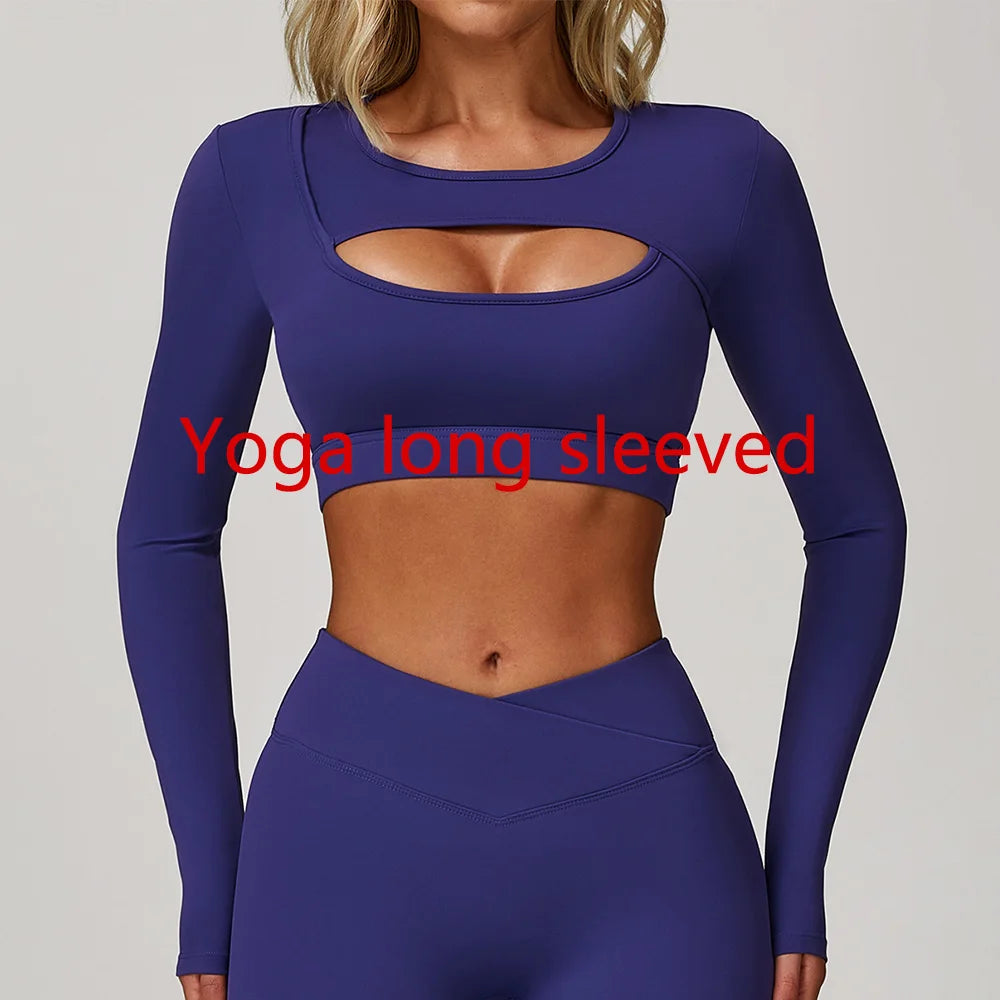Women's Hollow Out Long Sleeve Yoga Shirt – Gym Workout Running Top
