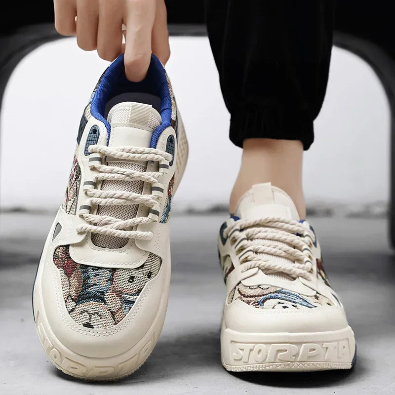 حذاء تزلج أبيض للرجال قابل للتنفس