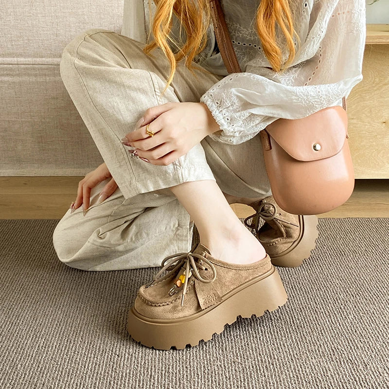 Women’s Retro Platform Half-Slipper Loafers