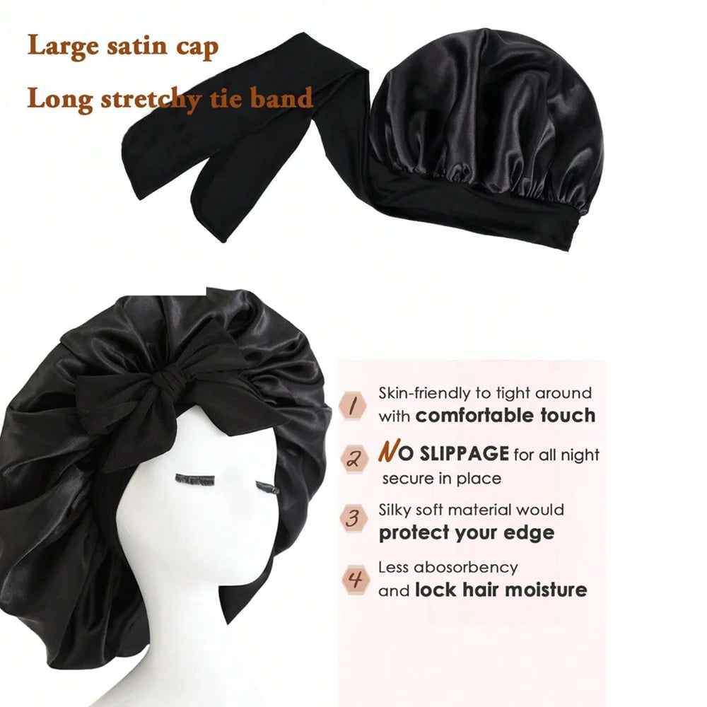 Adjustable Silk Satin Bonnet for Sleeping – Hair Protection