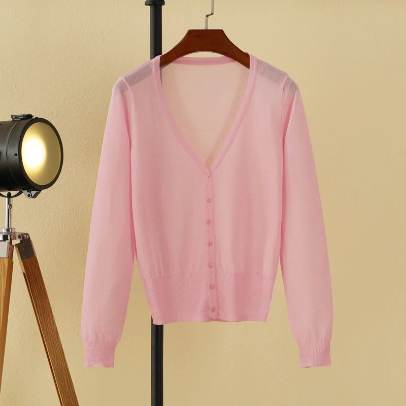Korean V-Neck Cropped Cardigan Women's Sweater
