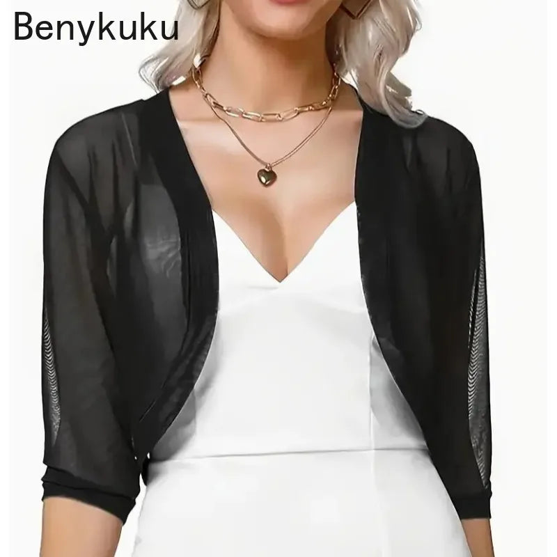 Vintage Mesh Bolero Shrug Cropped Jacket