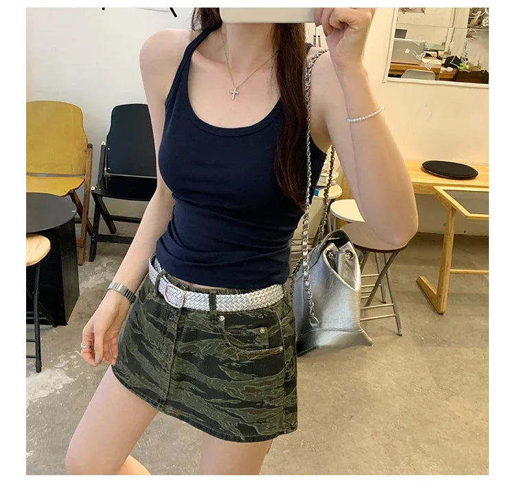 Basic Ribbed O-Neck Camisole Tank Top