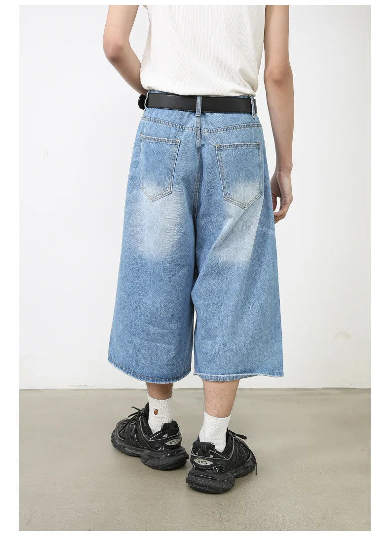 FadeMid™ – Black Retro Loose Shorts (High Waist, Y2K Mid-Length)