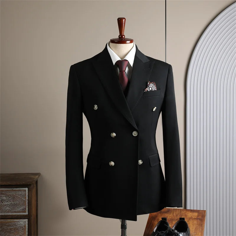 بدلة رجالية مزدوجة الصدر بمقاسات كبيرة - مجموعة من 3 قطع