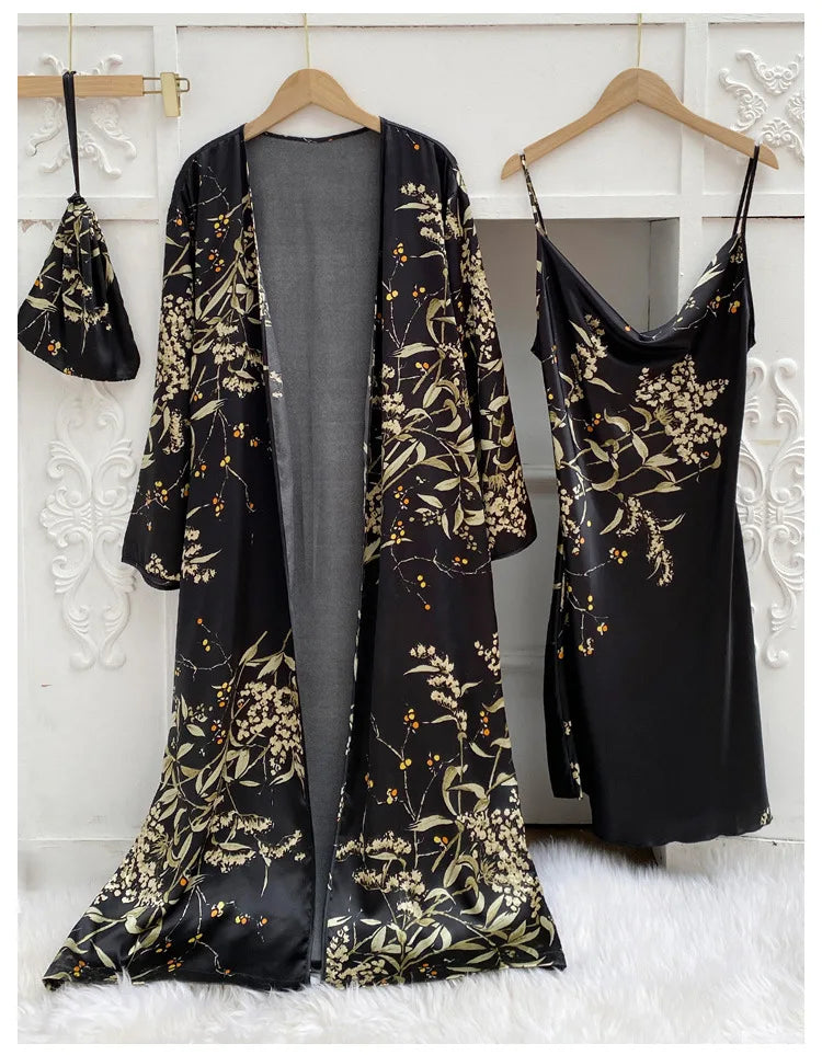 طقم رداء زفاف نسائي من الساتان