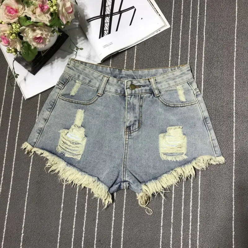 High Waist A-Line Denim Shorts for Women | Y2K Fashion