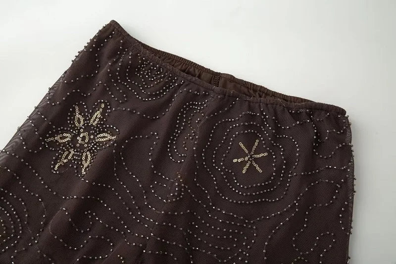 Women Sequin Wide Leg Street Pants