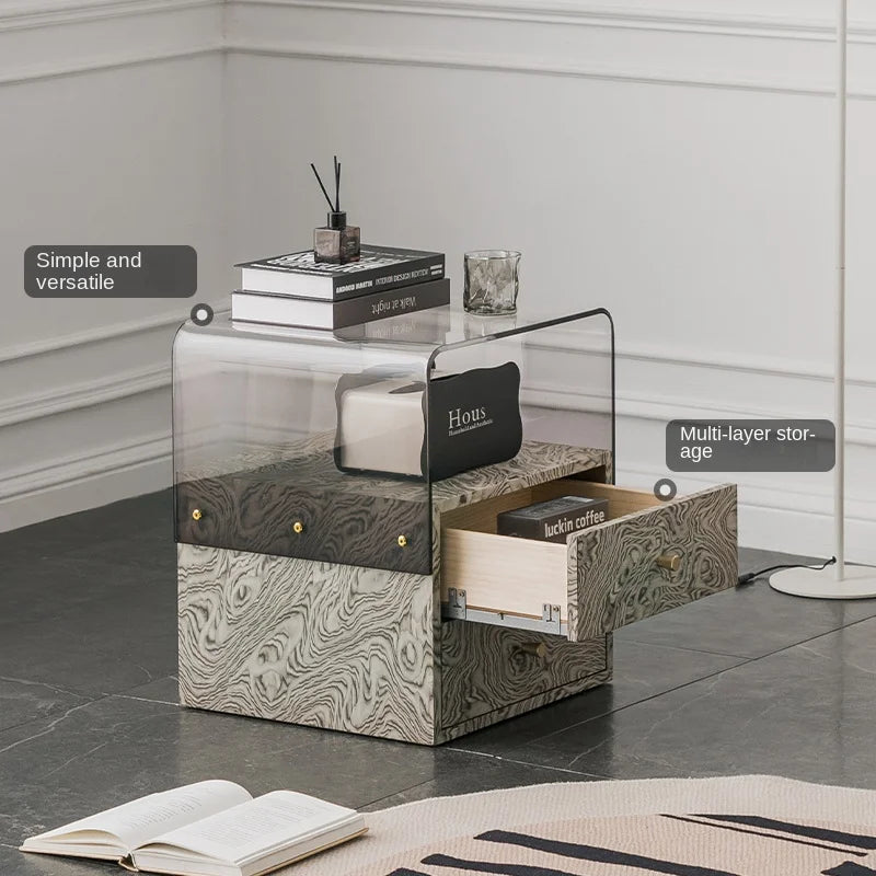 Modern Acrylic Bedside Storage Cabinet