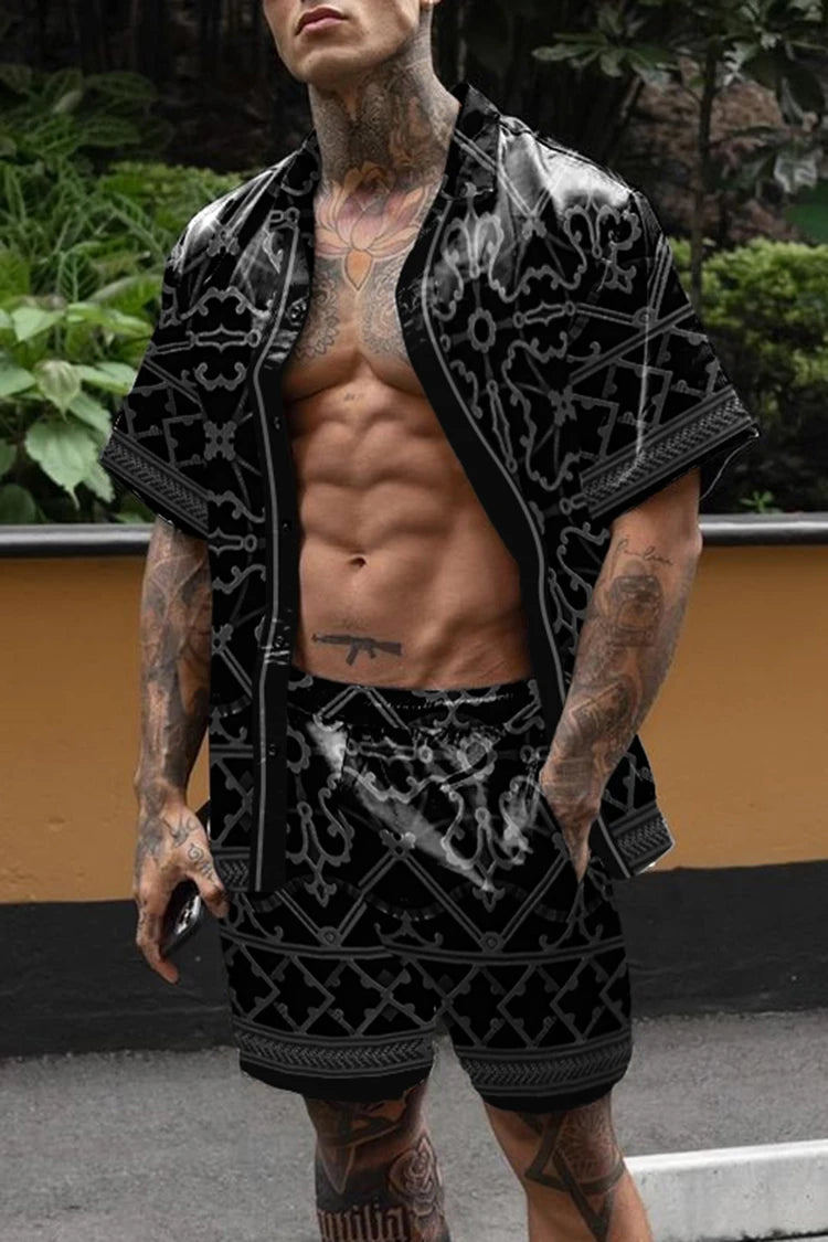 مجموعة شورت هاواي رجالي مزهر