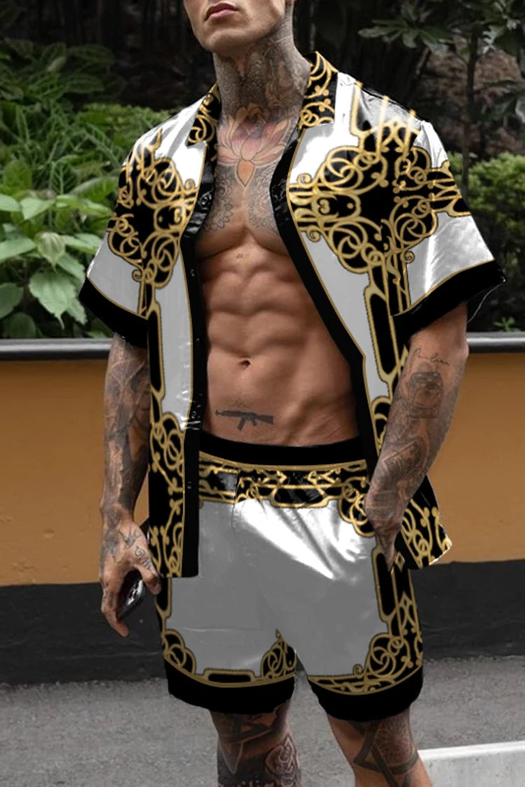 مجموعة شورت هاواي رجالي مزهر