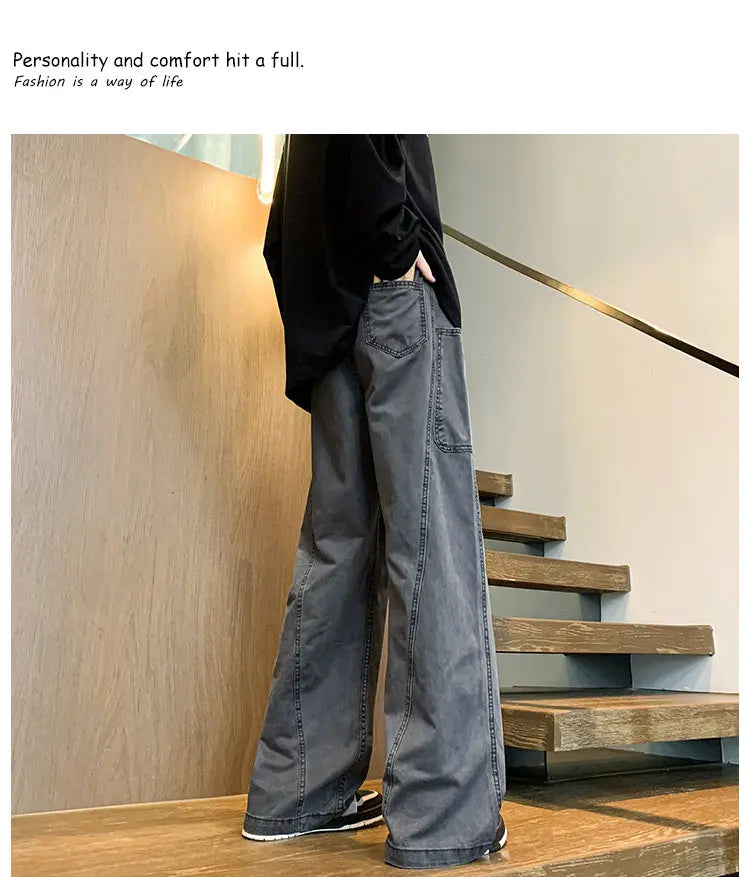 بنطلون كارغو رجالي واسع من قماش الشارع