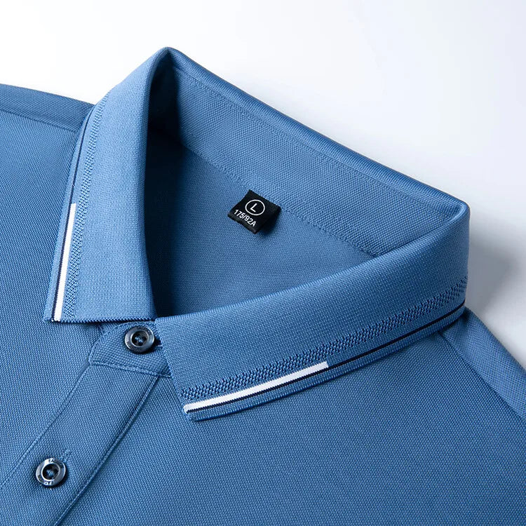 قميص بولو رجالي فاخر من الحرير والقطن