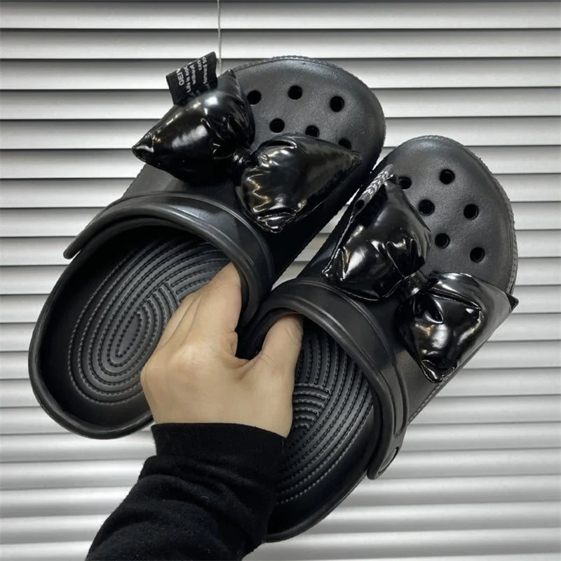 Women Bow Shoe Charms Glossy Accessories