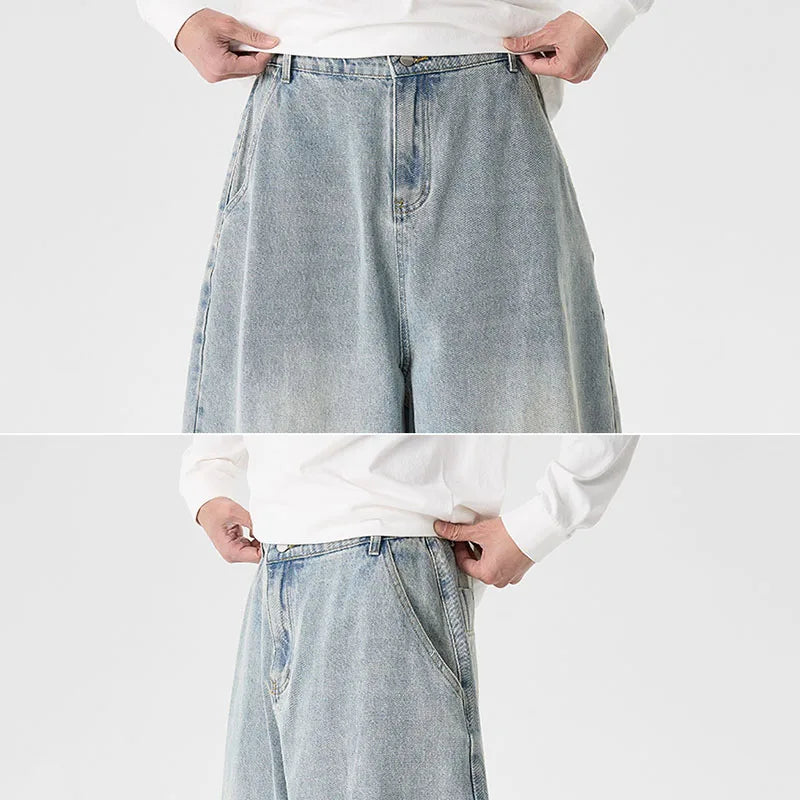 بنطلون جينز رجالي بقصة واسعة ومقاسات كبيرة