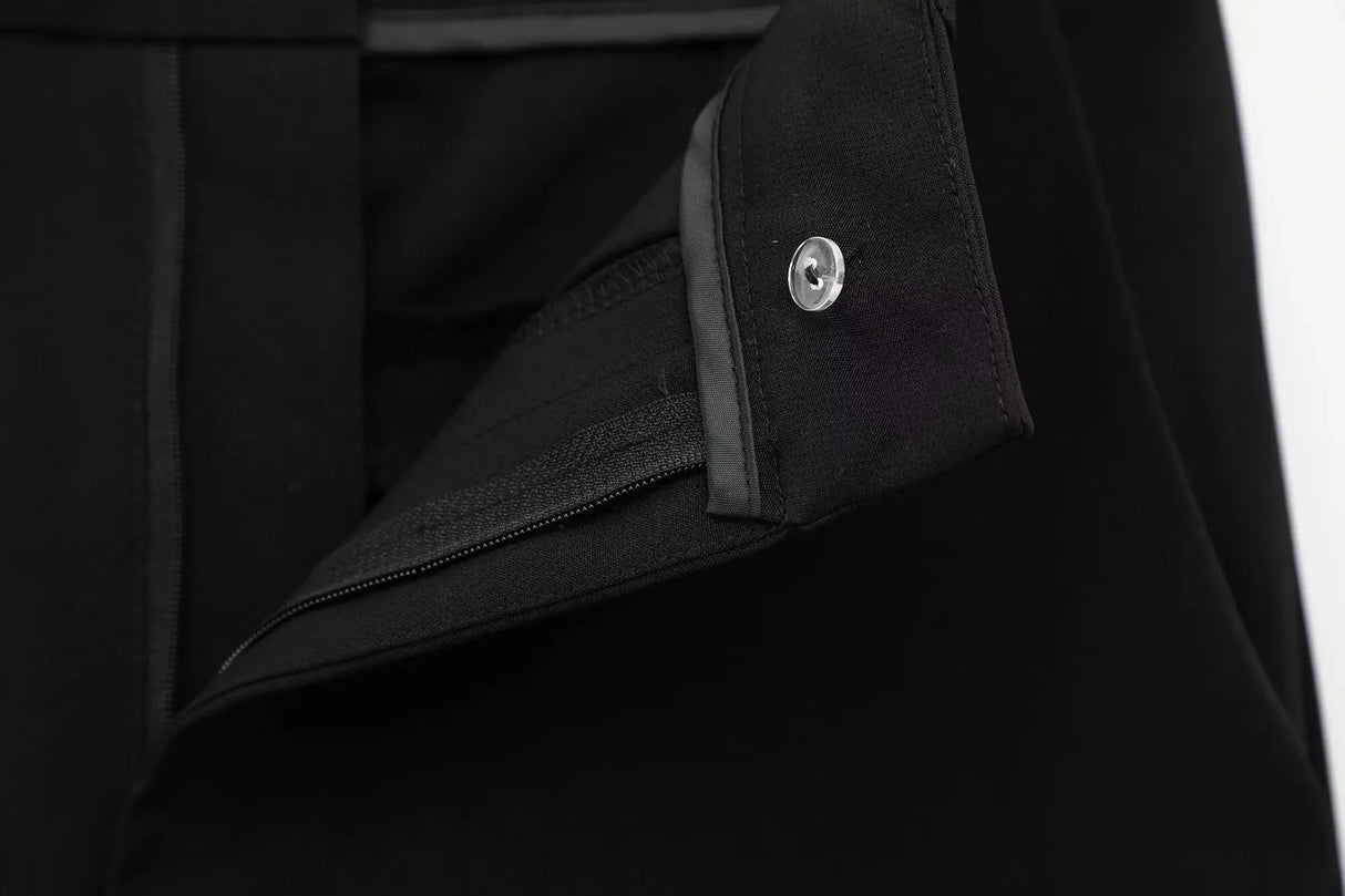 Lapel Zip Wide Leg Pant Set