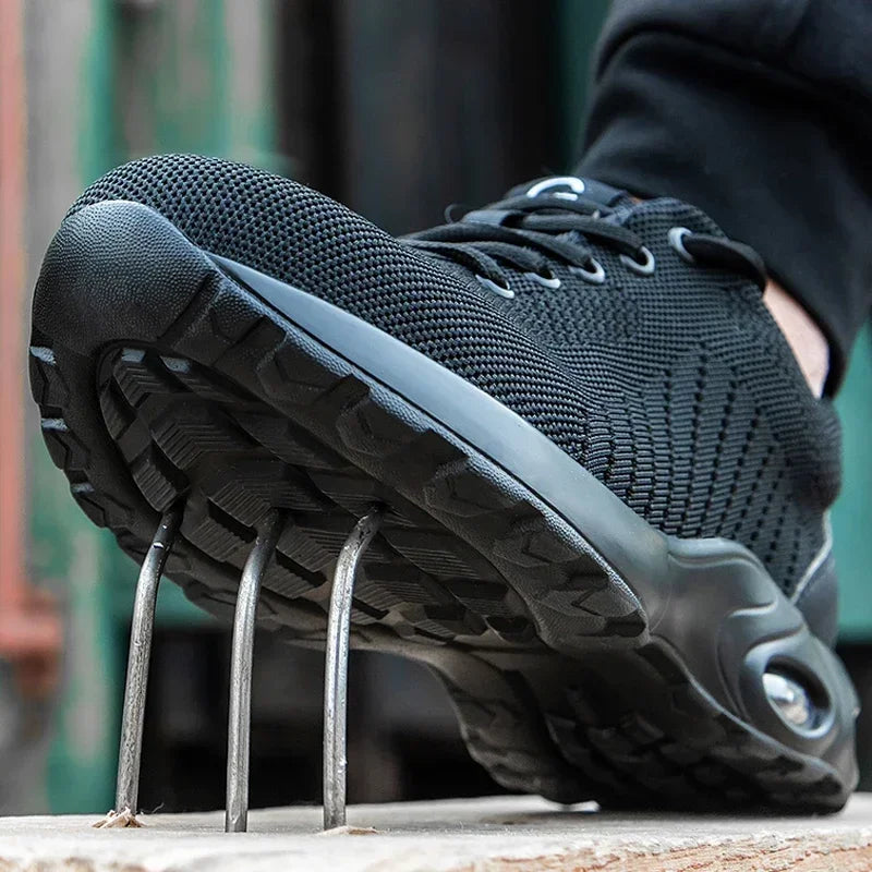 أحذية رياضية نسائية للسلامة مزودة بوسادة هوائية وأصابع فولاذية