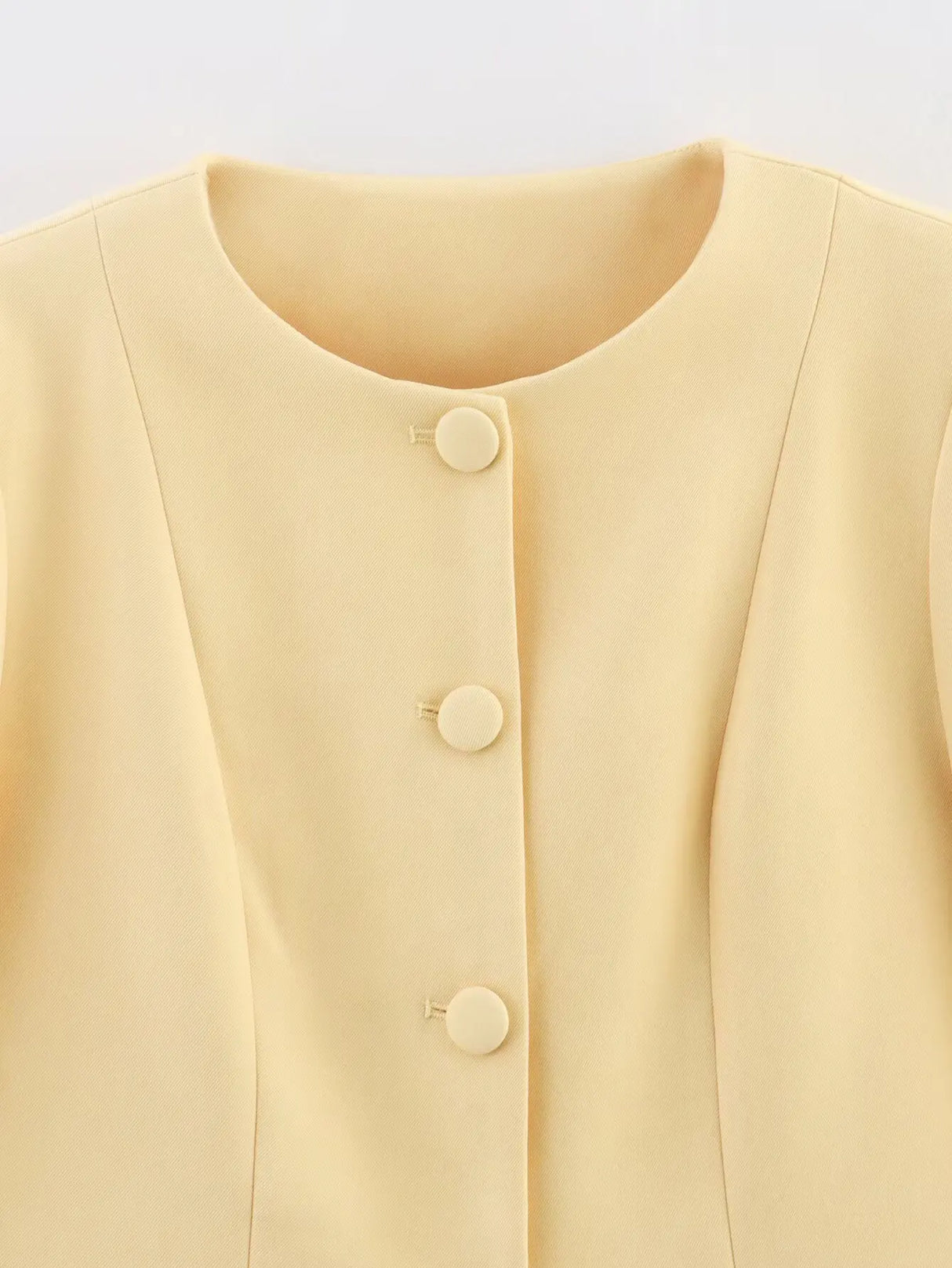 Elegant Yellow O-Neck Blazer Coat