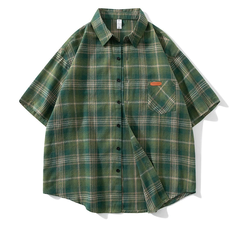 Men Oversized Plaid Shirt