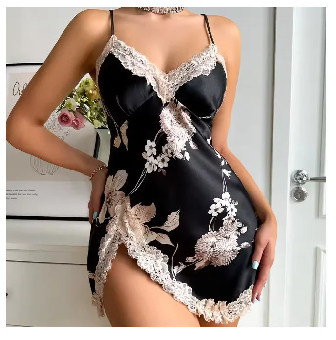 قميص نوم نسائي من الساتان بدون ظهر