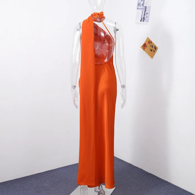 Luxe Satin Halter Evening Gown