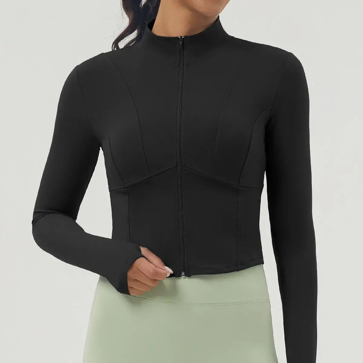 سترة يوجا نسائية بسحاب وقصة ضيقة