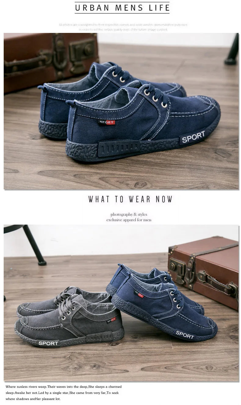 Men’s Breathable Lace-Up Canvas Sneakers