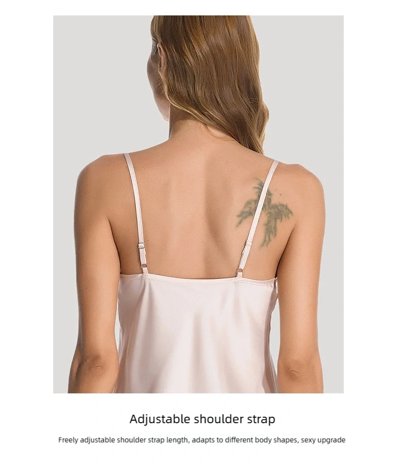 ملابس نوم نسائية حريرية بفتحة رقبة على شكل حرف V عميقة