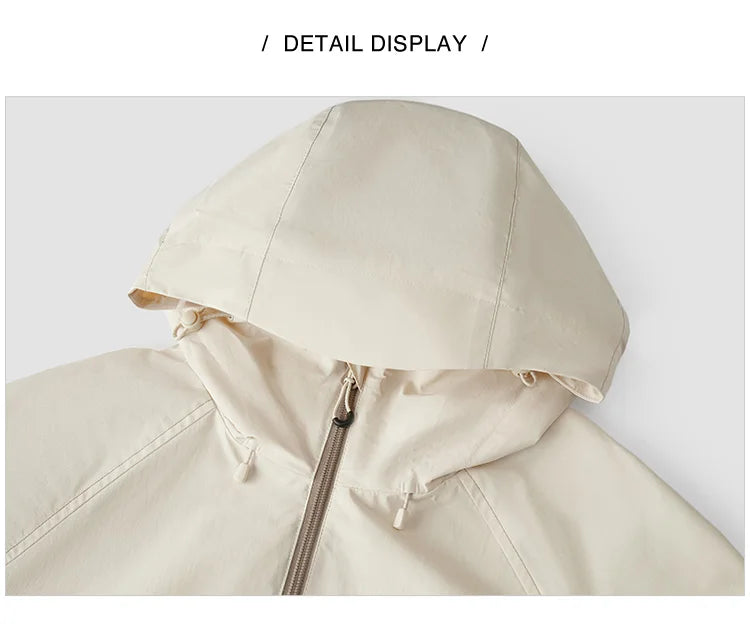 Women's Windproof Raglan Hooded Spring Jacket
