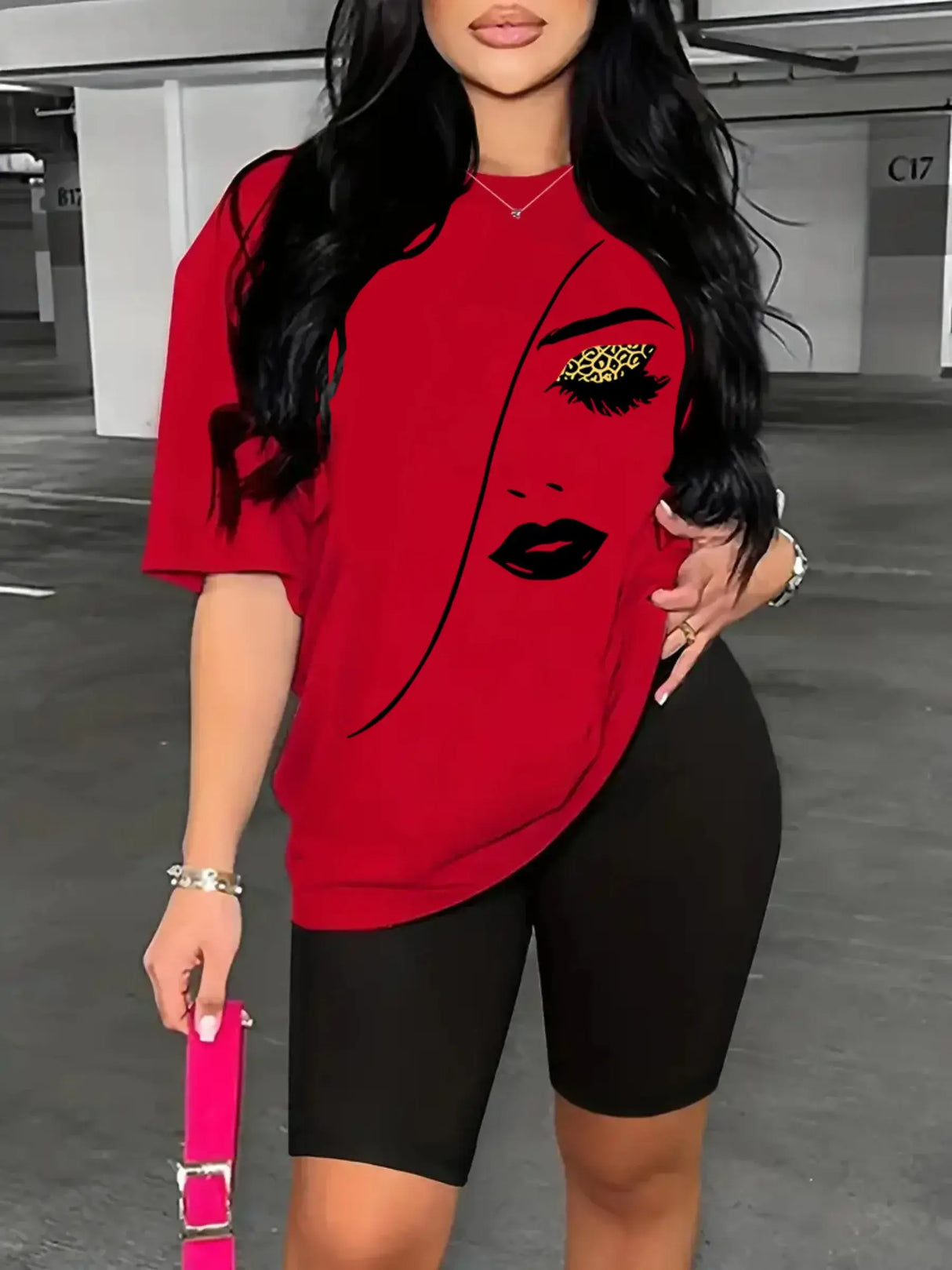 Women Plus Size T-Shirt Shorts Set