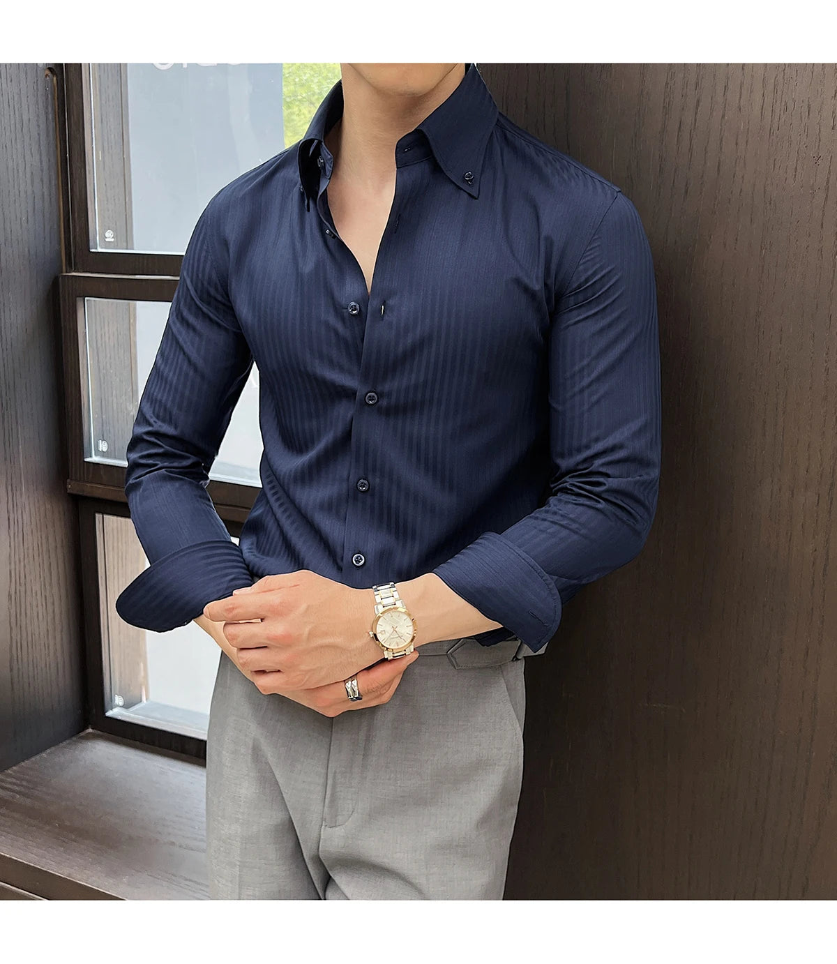 Men Slim Striped Shirt