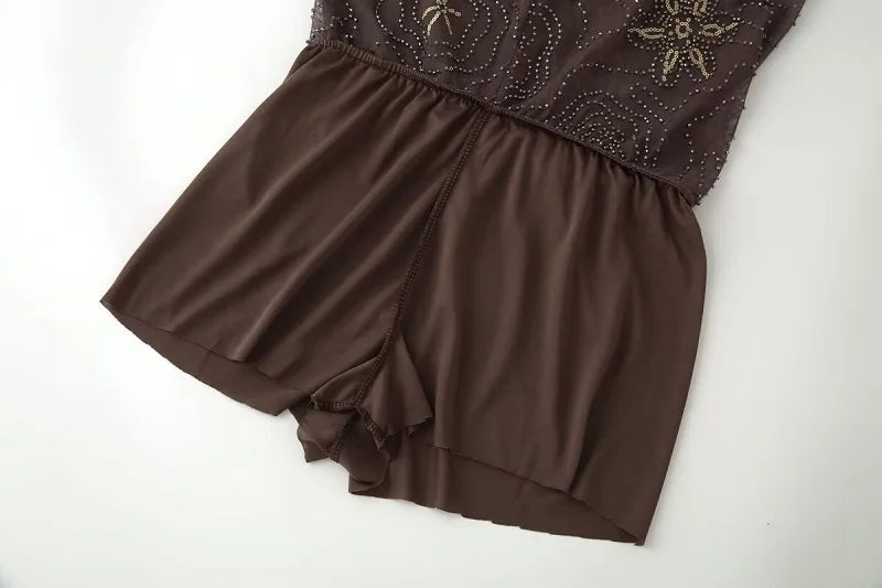 Women Sequin Wide Leg Street Pants