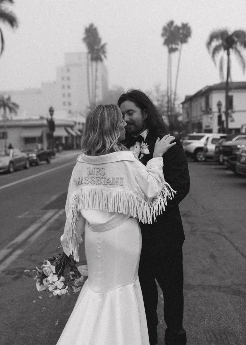 Personalised Pearl Denim Jacket for Bachelorette Party