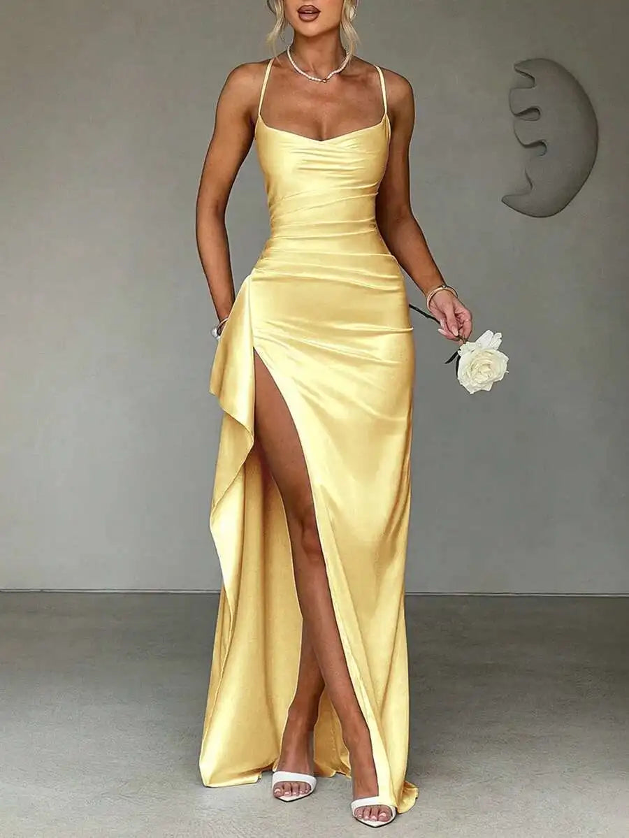 Midnight Satin Slip Gown