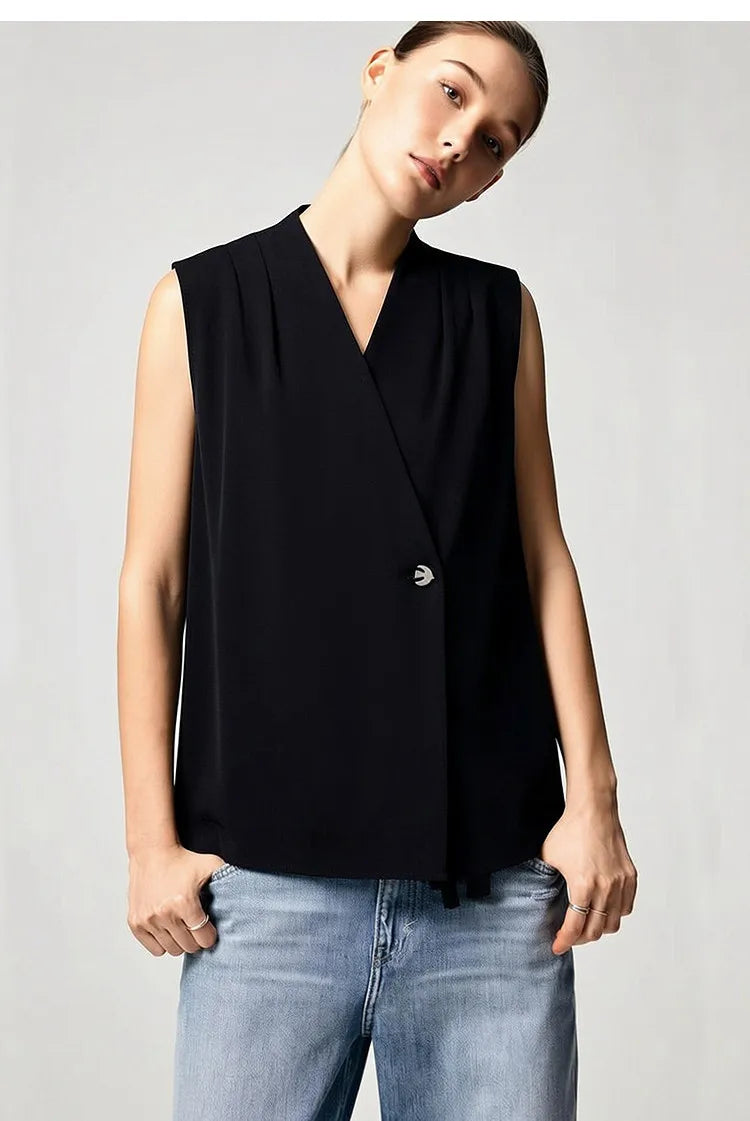 Amii Sleeveless Chiffon Office Blouse