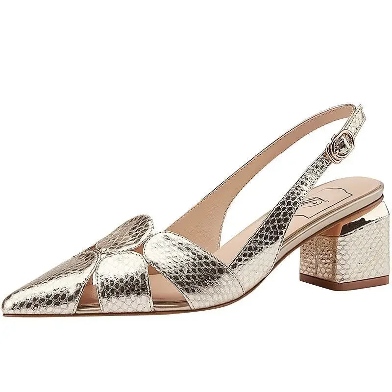 حذاء بكعب مدبب وإبزيم - صيف 2025