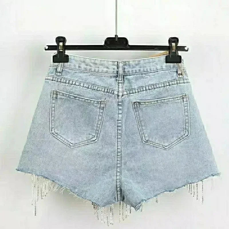 Diamond Tassel Summer Denim Shorts