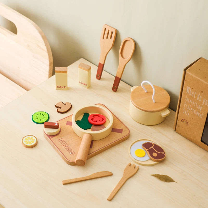 Wooden Kids Play Kitchen Set