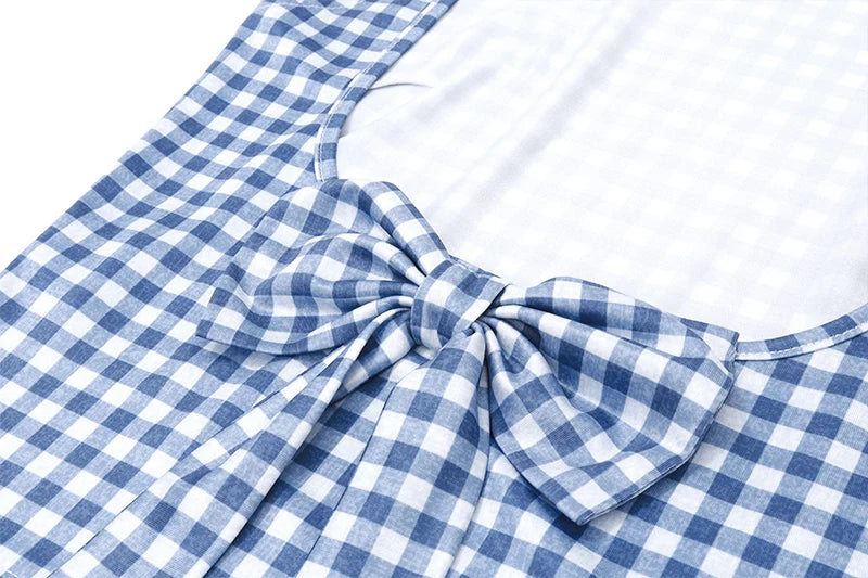 Plaid Bow Backless Y2K Crop Top Streetwear