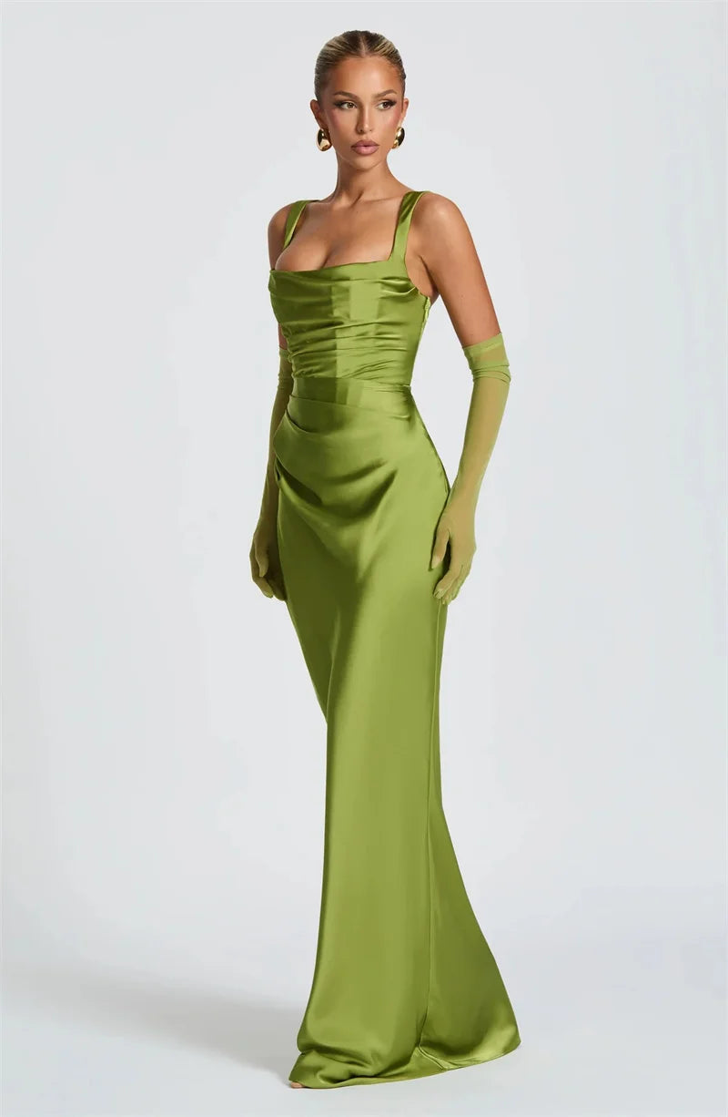Luxe Satin Halter Evening Gown