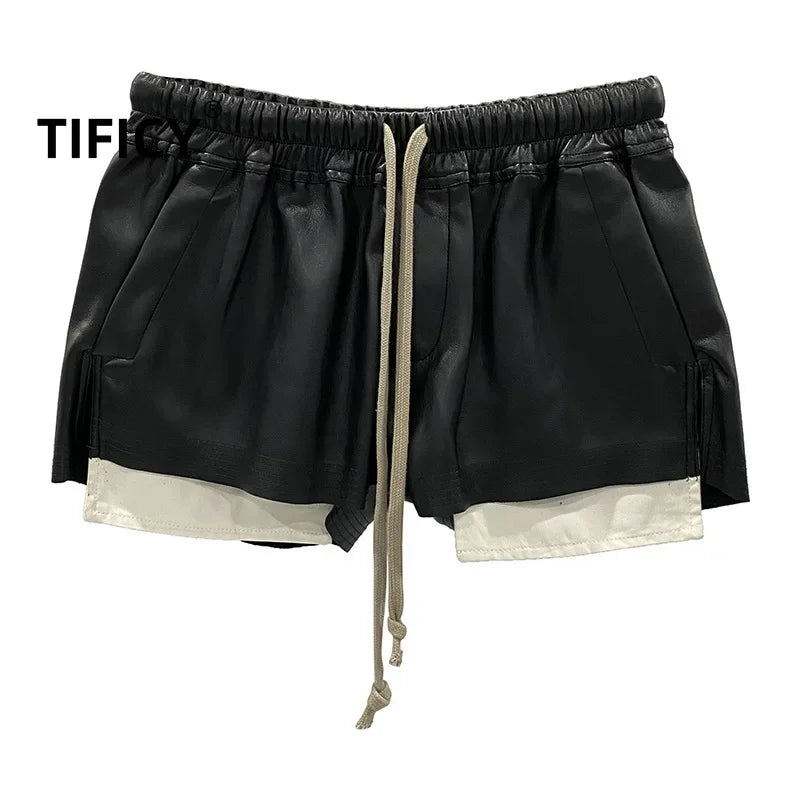 Women's PU Leather Black Shorts