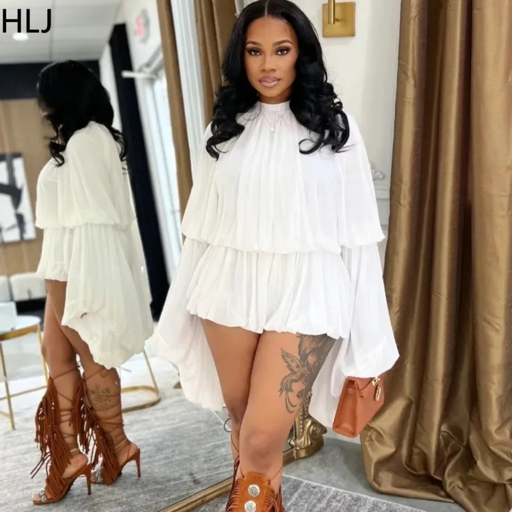 SculptEase™ – جمبسوت ضيق بأكمام واسعة ومكشكشة (مطاطي، أنيق، وملائم للانحناءات)