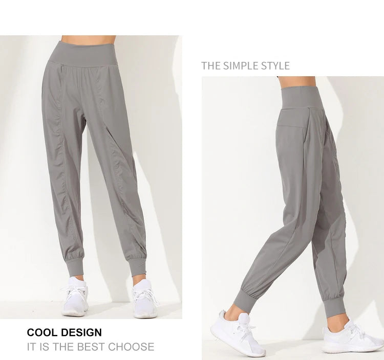 Hearuisavy Loose Quick-Dry Yoga Pants – Pleated Jogging Capris with Pockets